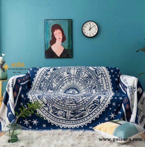 khăn phủ sofa mẫu cung hoàng đạo xanh 3