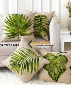 gối trang trí mẫu lá cây
