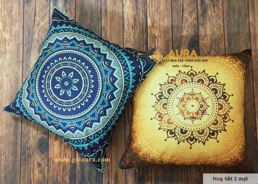 gối thổ cẩm vuông hoa văn